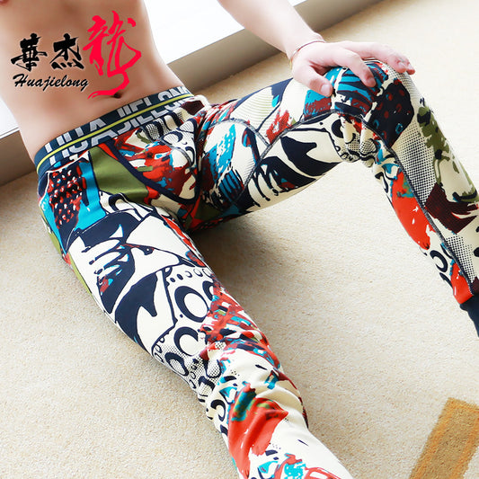 Printed Men's Fleece-lined Thick Warm Pants