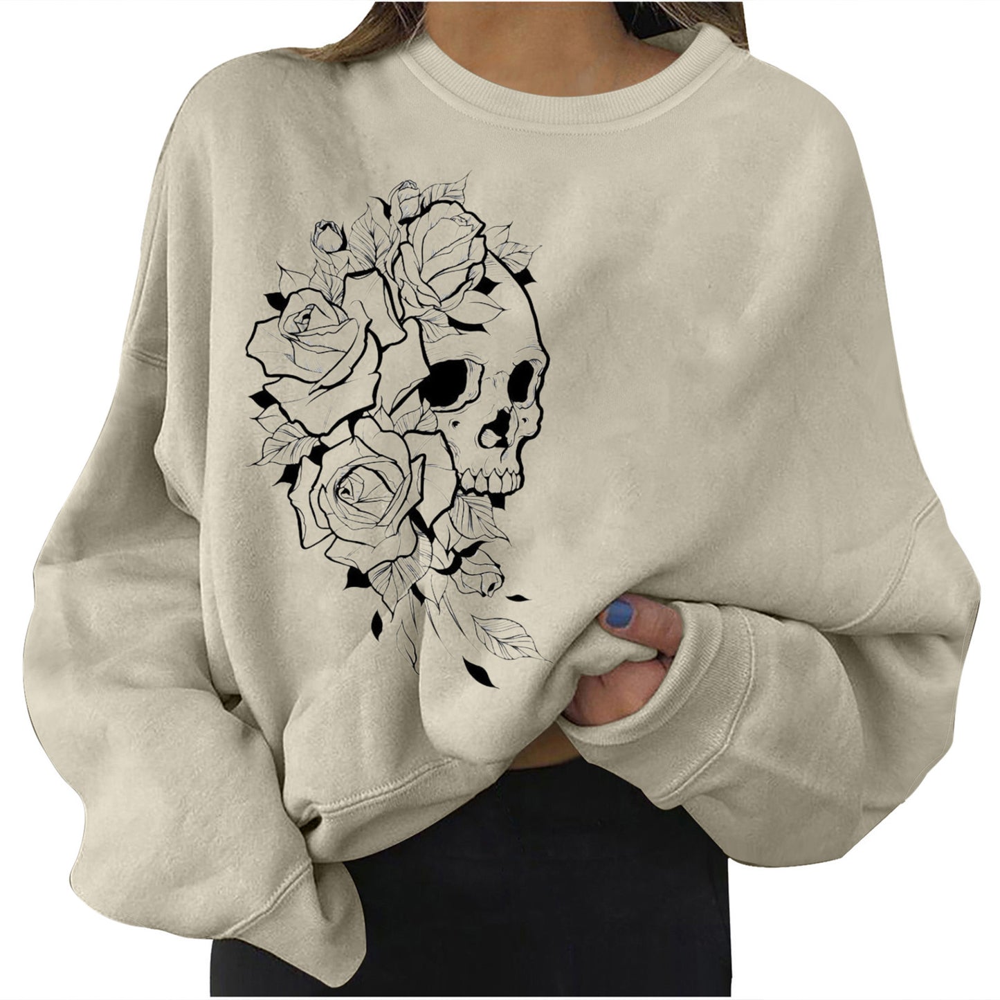 Women's Personality Print Fashion Sweatshirt Loose Plus Size