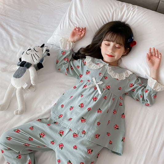 Cartoon Children's Long-sleeved Pajamas Girls Cotton