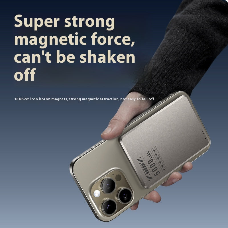 Aluminum Alloy Ultra-thin Double Pop-up Window Creative Magnetic Fast Charging Small Light Power Digital Display Mobile Power Supply