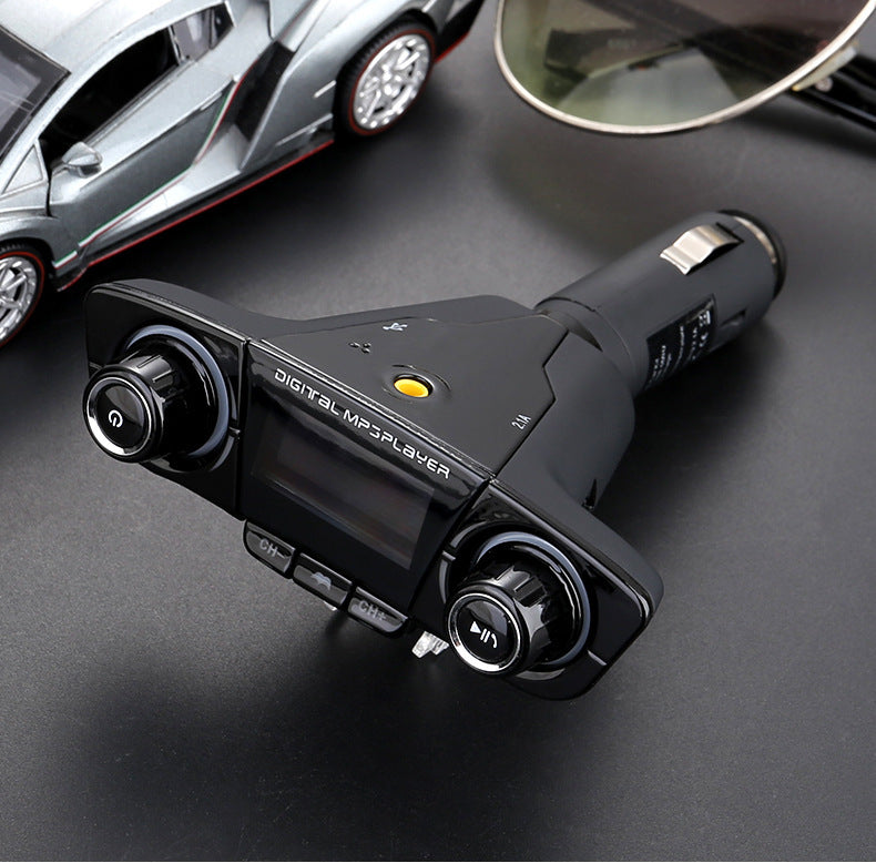 Dual-head Car Bluetooth Mp3 Dual-knobs, Cool Lights, Large-screen Display