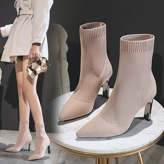 Pointed Toe Boots Women Sock Shoes - FLIPSTYLEZLLC