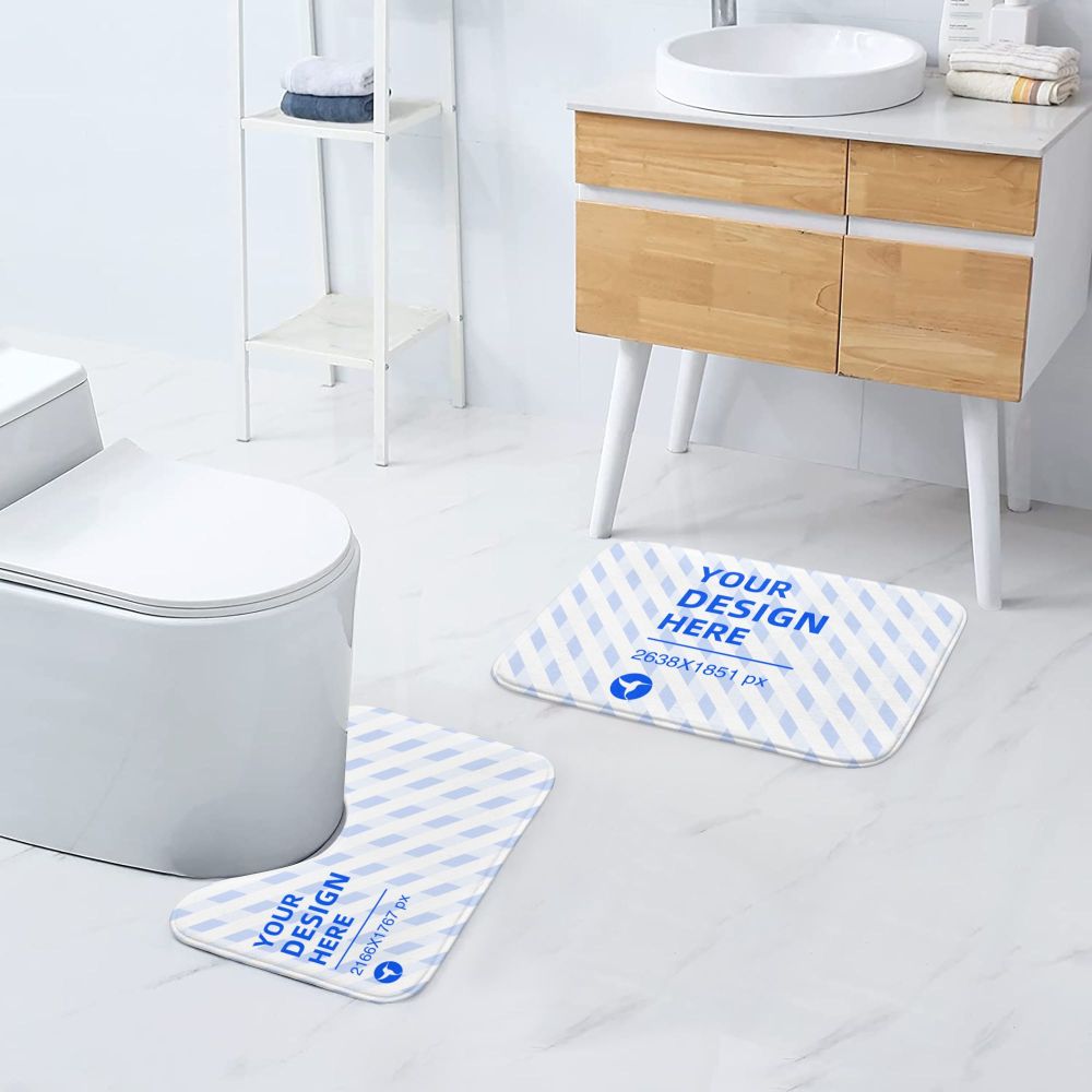 Create Your Own 24x16in Flannel Anti-Slip Floor Mats Two Piece Set