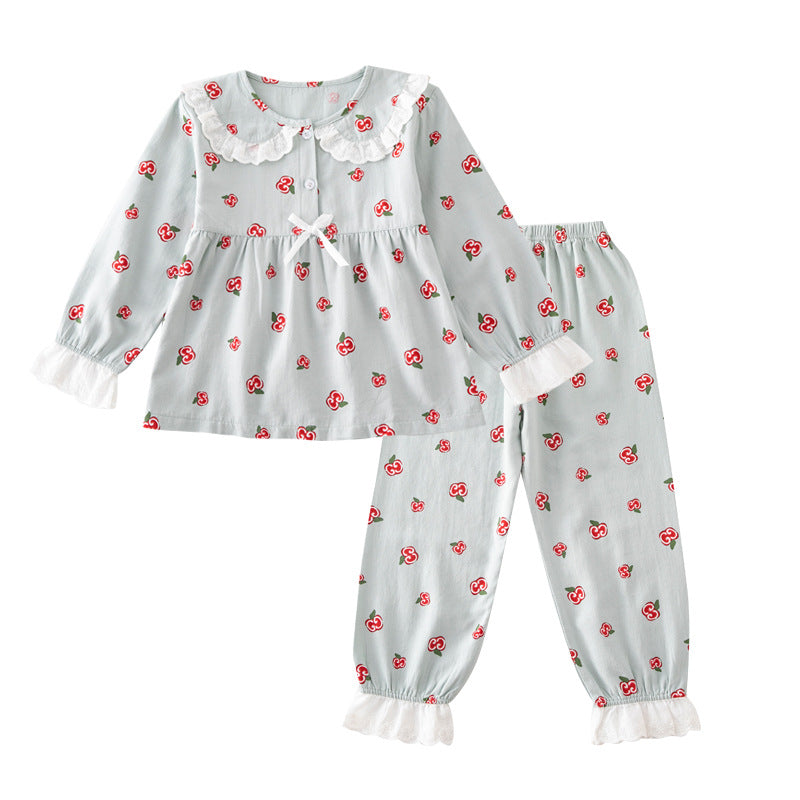 Cartoon Children's Long-sleeved Pajamas Girls Cotton