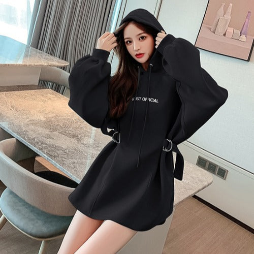 Plus Size Women's Fashion Mid Length Hooded Sweater