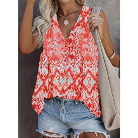 Sleeveless Printed T-shirt Plus Size Vest