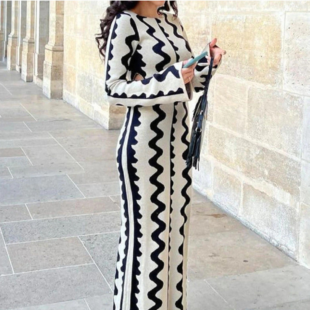 Women's Wave Fashion Wave Pattern One Step Dress