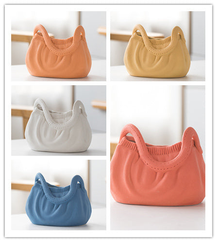 Dehua Frosted Wide Mouth Handbag Ceramic Vase Ornament Simple European Retro