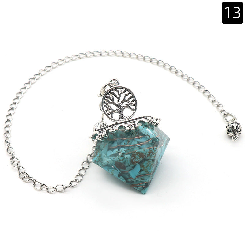 Natural Crystal Resin Crushed Stone Diamond Pendulum