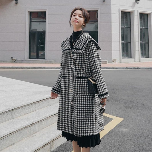 Winter Loose Navy Collar Woolen Coat