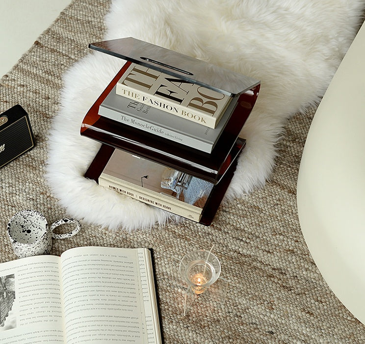 Acrylic Decorative Bookstand Retro W-shaped Storage Rack