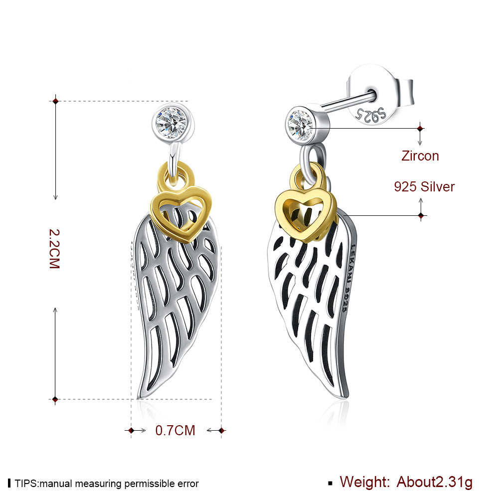 Heart-shaped Wings Ladies S Diamond Earrings