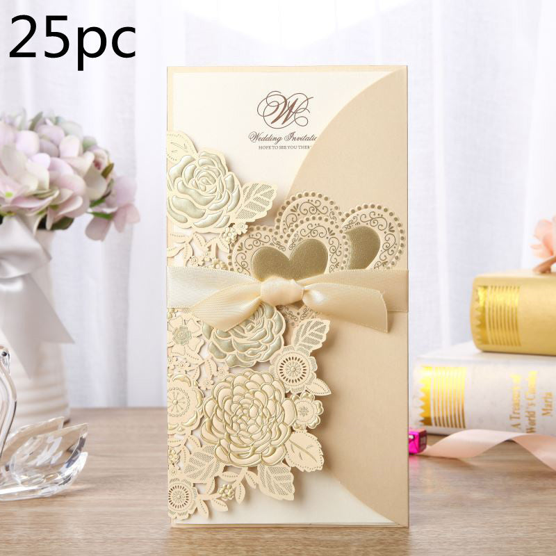 Embossed Vertical Ribbon Wedding Invitation Invitation