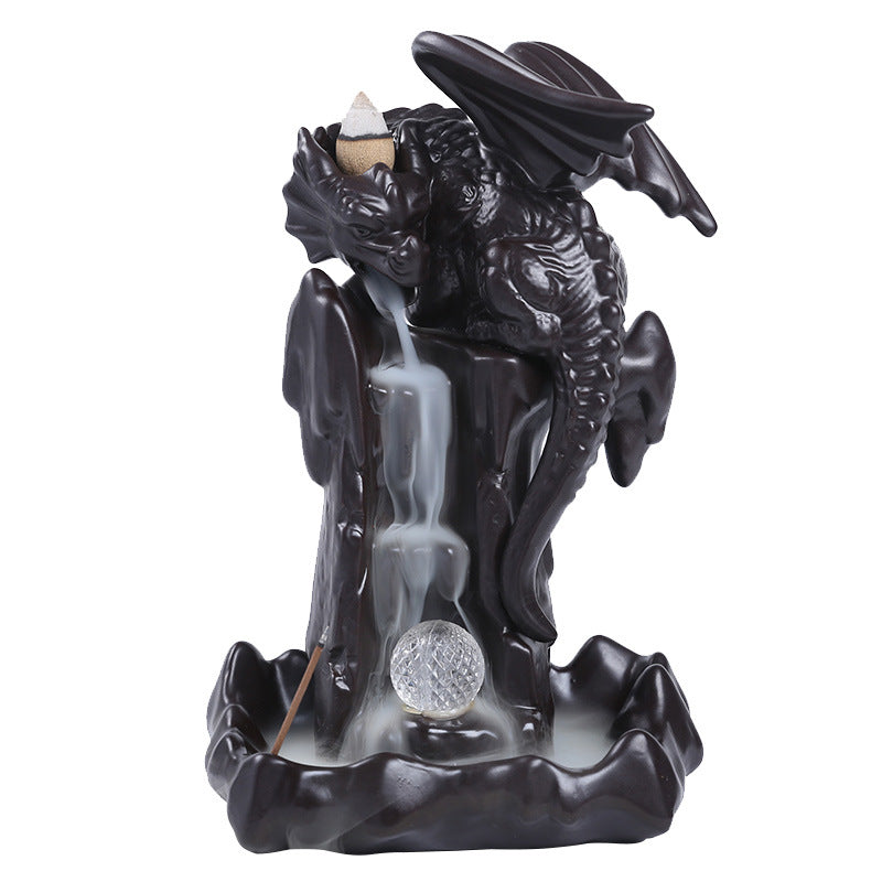 Ceramic Smoke Backflow Incense Burner Nordic Pterodactyl LED Lights Backflow Stove Ornaments