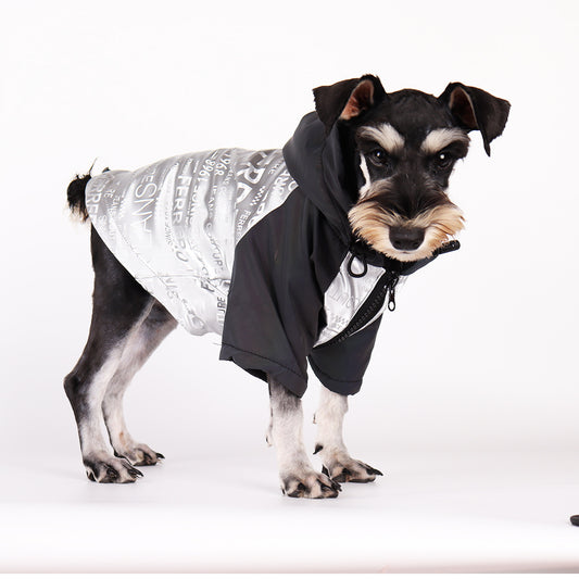 Dog Poker Jacket Reflective Raincoat Pet Cotton Clothes Warm Fashion Trendy