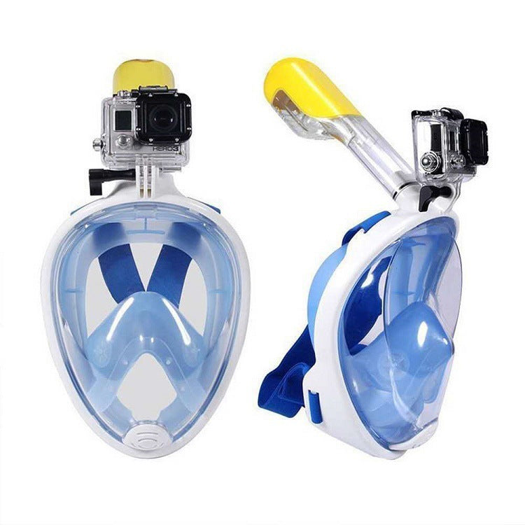 Anti Fog Snorkeling Full Face Mask Silicone Full Dry Diving Goggles With Camera