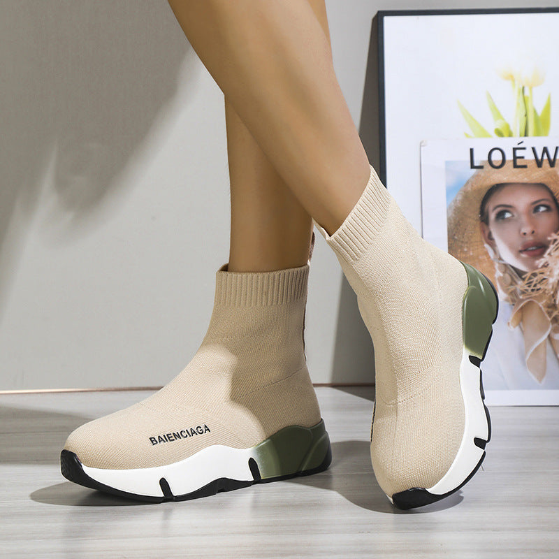 Black Sock Boots For Women Platform Shoes - FLIPSTYLEZLLC