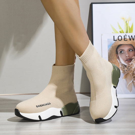 Black Sock Boots For Women Platform Shoes - FLIPSTYLEZLLC