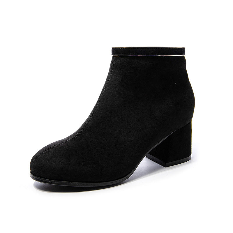Black Martin Boots Shoes Women Thick Heels - FLIPSTYLEZLLC