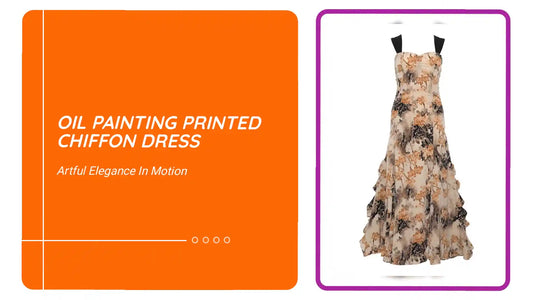Oil Painting Printed Chiffon Dress by@Outfy