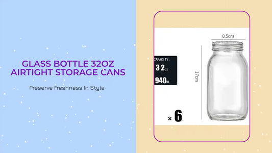 Glass Bottle 32oz Airtight Storage Cans by@Outfy