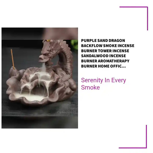 Purple Sand Dragon Backflow Smoke Incense Burner Tower Incense Sandalwood Incense Burner Aromatherapy Burner Home Office Decoration by@Outfy