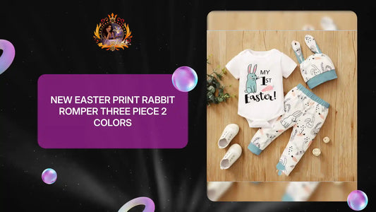 New Easter Print Rabbit Romper Three Piece 2 Colors by@Outfy