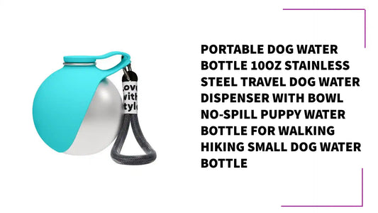 Portable Dog Water Bottle 10oz Stainless Steel Travel Dog Water Dispenser With Bowl No-Spill Puppy Water Bottle For Walking Hiking Small Dog Water Bottle by@Outfy