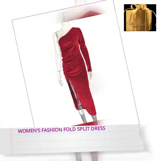 Women's Fashion Fold Split Dress by@Outfy
