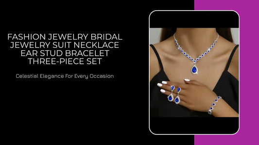 Fashion Jewelry Bridal Jewelry Suit Necklace Ear Stud Bracelet Three-piece Set by@Outfy