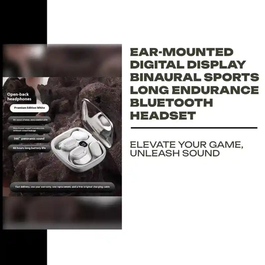 Ear-mounted Digital Display Binaural Sports Long Endurance Bluetooth Headset by@Outfy