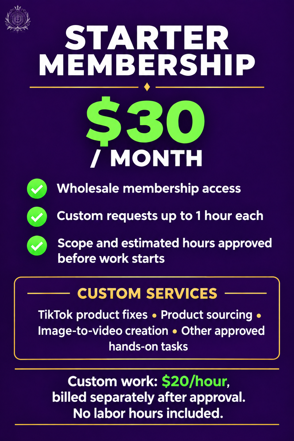 Starter membership standalone column card