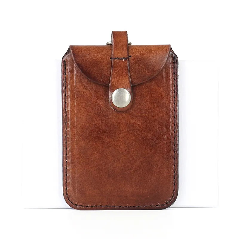 New Fashion Vertical Style ID Badge Holder For Work Genuine Leather Student Identity Bus Card Case Retractable Lanyard Tag Bag