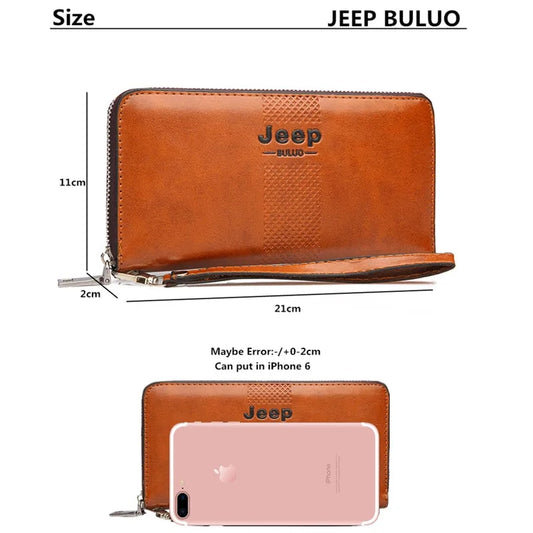 JEEP BULUO Famous Brand Long Wallet Men's Wallets Purse Large Capacity Handbags Clutch Bag For Man pu Leather Fashion JEEPA210