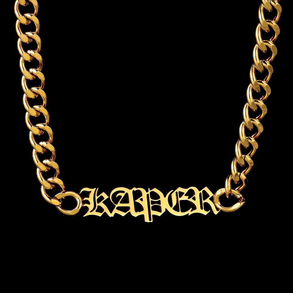 Personalized stainless steel Cuban necklace and bracelet set