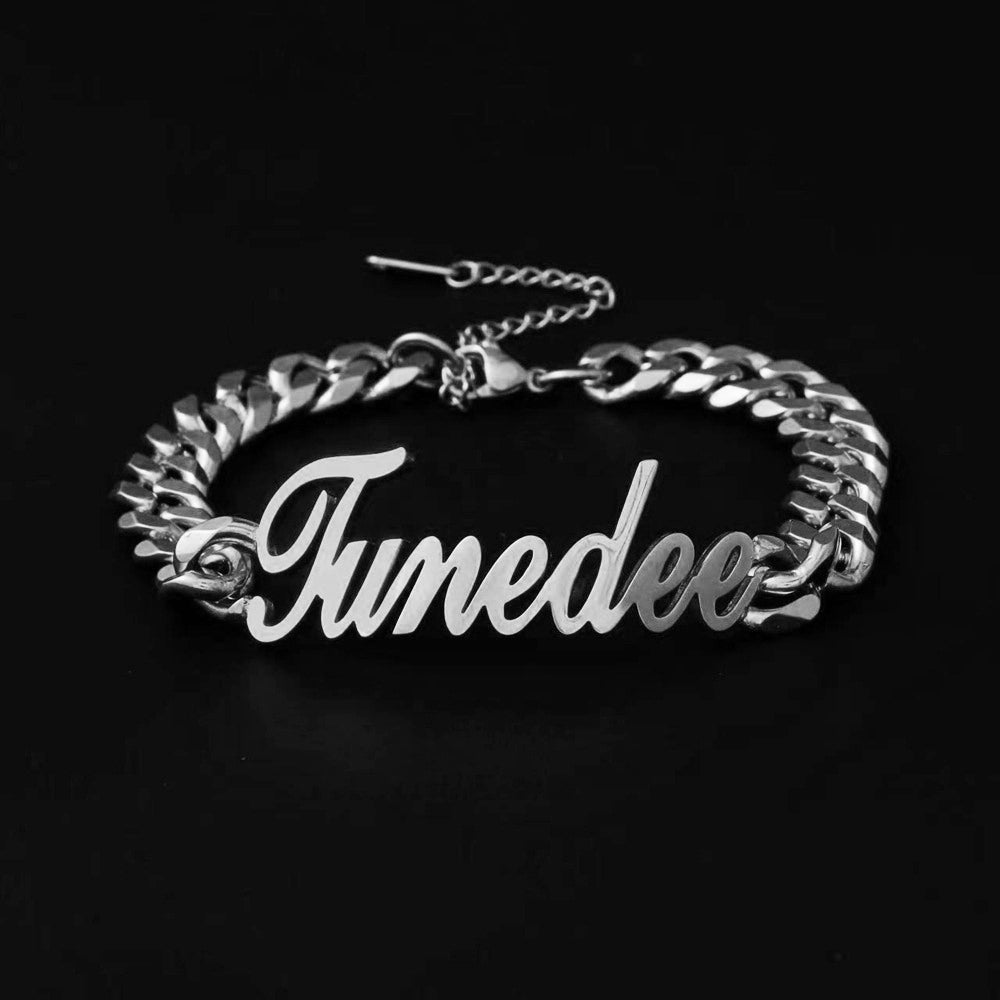 Personalized stainless steel Cuban necklace and bracelet set