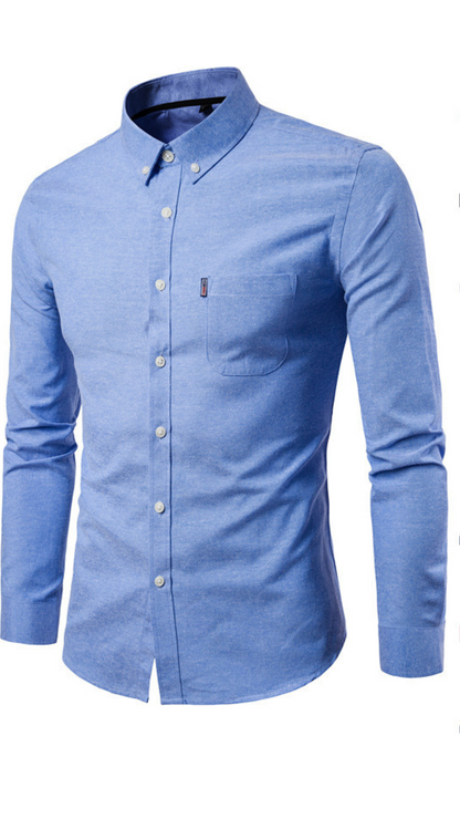 NAVY BLUE  New All Season Plus Size Oxford Shirt Men's long sleeve Shirt