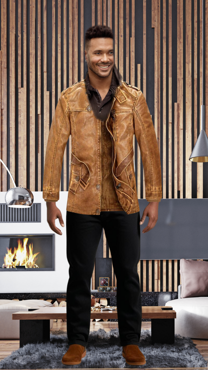 Winter Men's Leather Men's fashion Clothing With Zipper