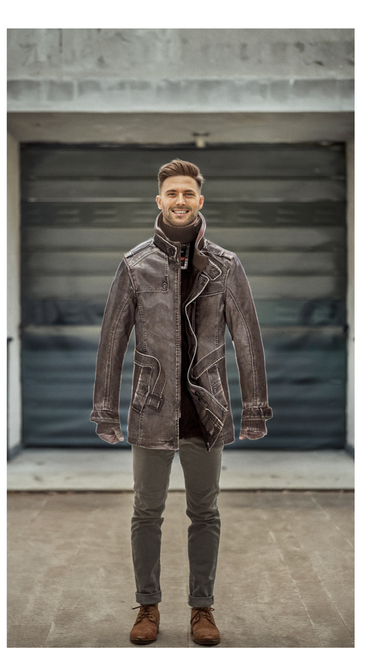 Winter Men's Leather Men's fashion Clothing With Zipper