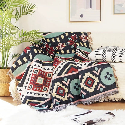 Geometric Double-sided Knitted Sofa Blanket