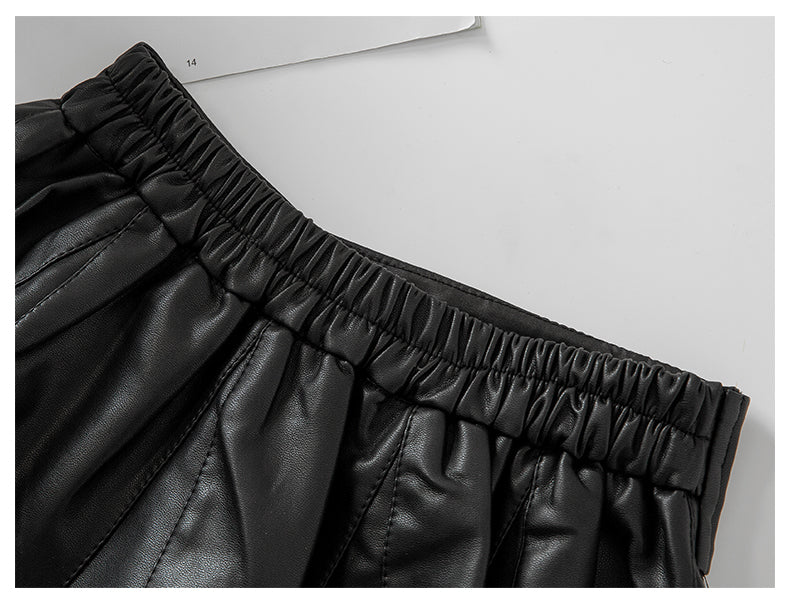 Autumn Winter New Style Children Foreign Style Korean Leather Skirt