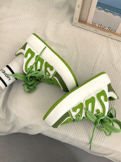 Red Retro Versatile Retro Raised Street Design Casual Sports Shoes