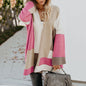 Women's Plus Size Oversized Geometric Colorblock Sweater Cardigan