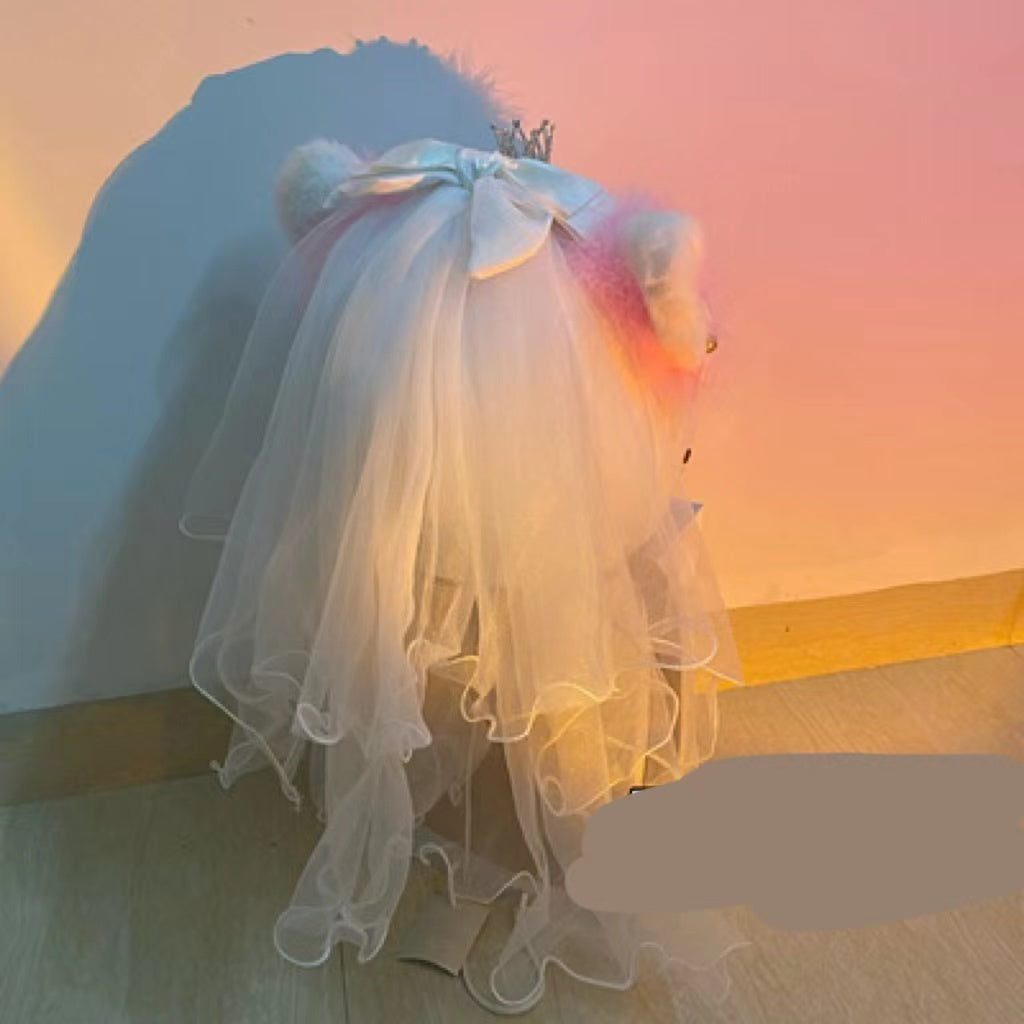 Scooter With Lights Motorcycle Shiny Veil Helmet Accessories Motorcycle Wedding Headdress