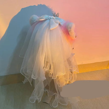 Scooter With Lights Motorcycle Shiny Veil Helmet Accessories Motorcycle Wedding Headdress