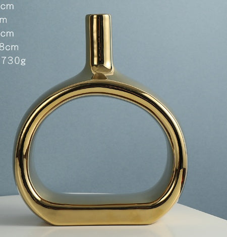 Nordic Style Heart Hollow Out Electroplated Ceramic Vase Decoration