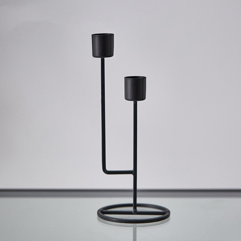 Iron Art Perforated Candlestick Table Decoration Candlelight Dinner Props