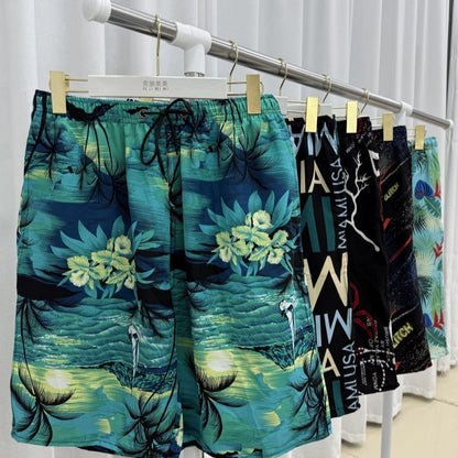 Summer Beach Pants Men's Loose Casual Fifth Pants Ice Silk High Elasticity Quick-drying