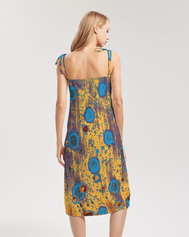 PEACOCK DESIGN BY FLIPSTYLEZ  Women's All-Over Print Tie Strap Split Dress