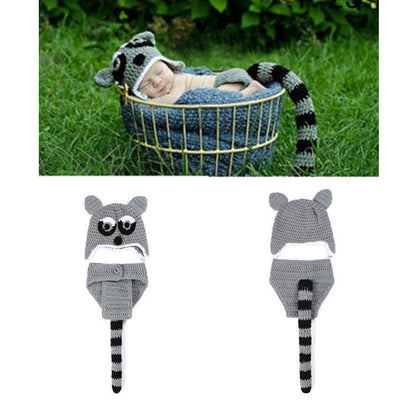 Knitting Baby Wool Hats Pants Cute Cartoon Animal Set
